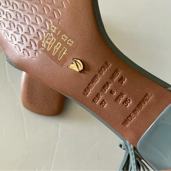 NWOB Vicenza Anthropologie Lace Up Square Toe Heels Green Leather Sz 6/37 - Picture 6 of 6